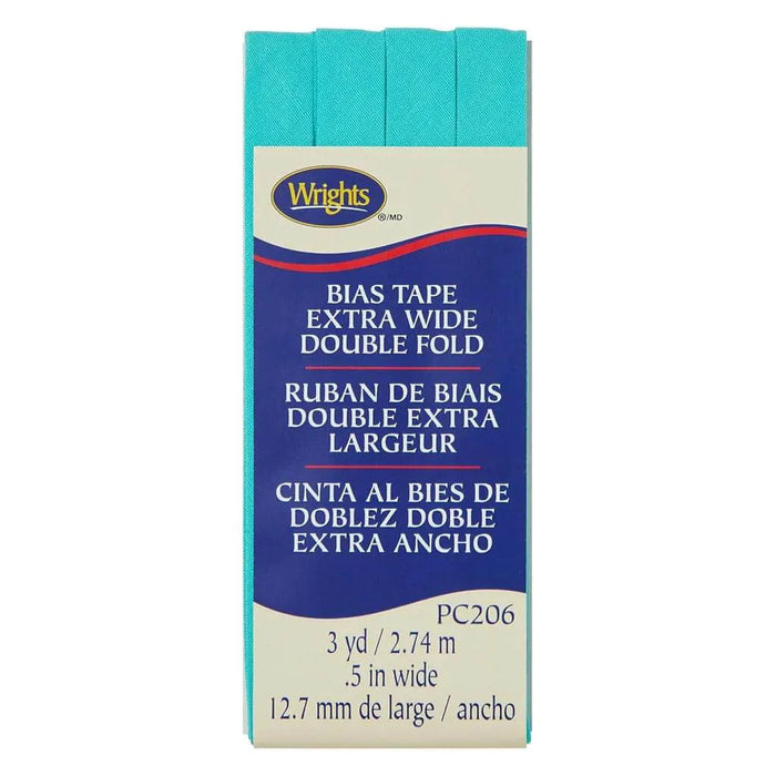 Wrights Double Fold Bias Tape .5INX3yd-Aqua