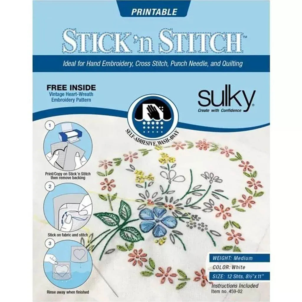 Sulky Stick 'n Stitch Printable Sheets 12/Pkg-White