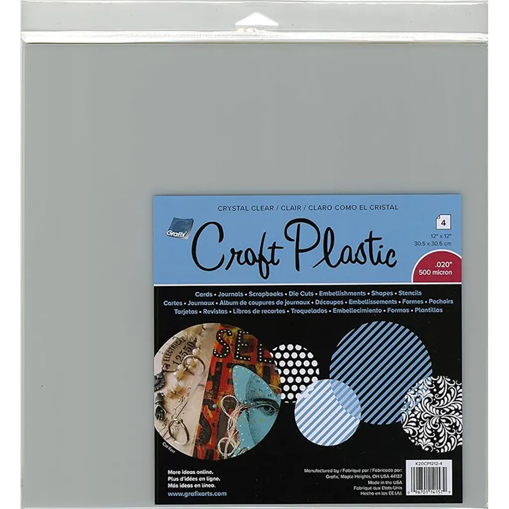 Pk/4 Sheet .020 Clear Plastic 12X12