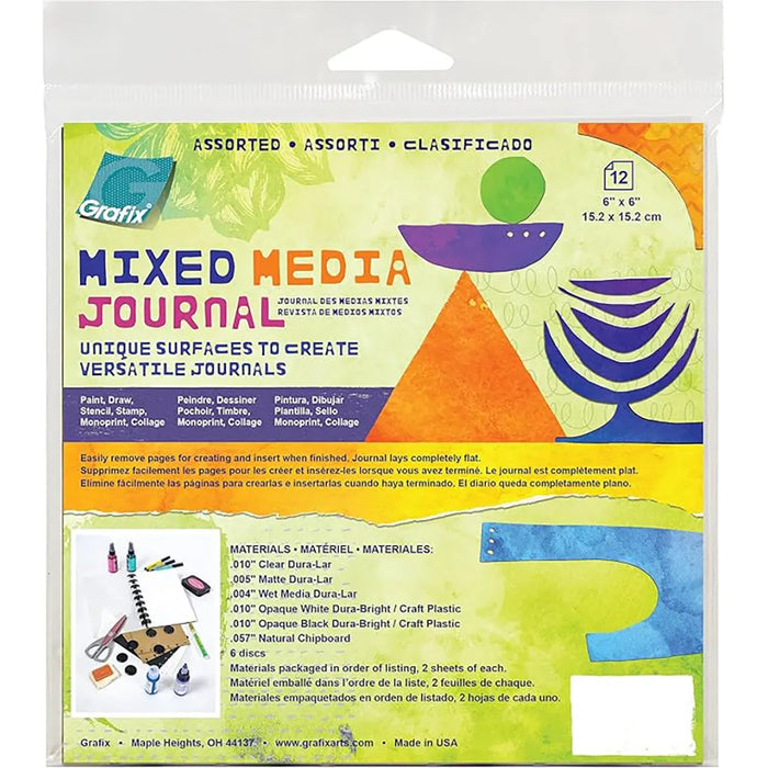 Pk/12 Asst Mixed Media Journal W/Discs 6X6IN