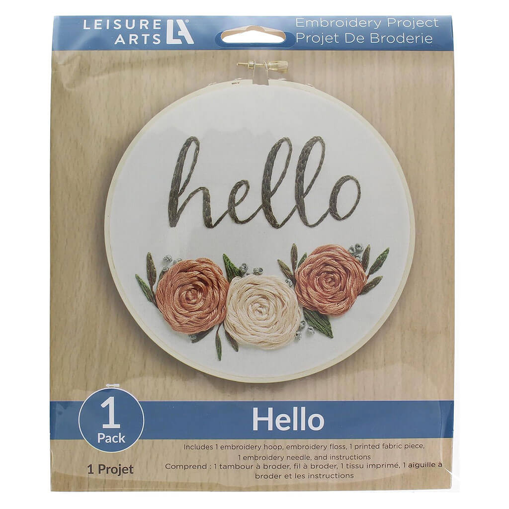 Leisure Arts Embroidery Kit 6in, Hello