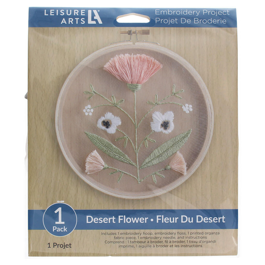Leisure Arts Embroidery Kit 6in, Desert Flower