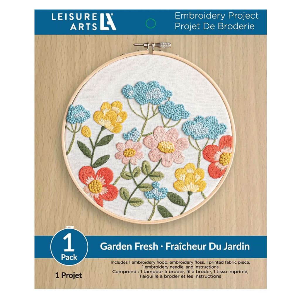 Leisure Arts Embroidery Kit 6in, Garden Fresh