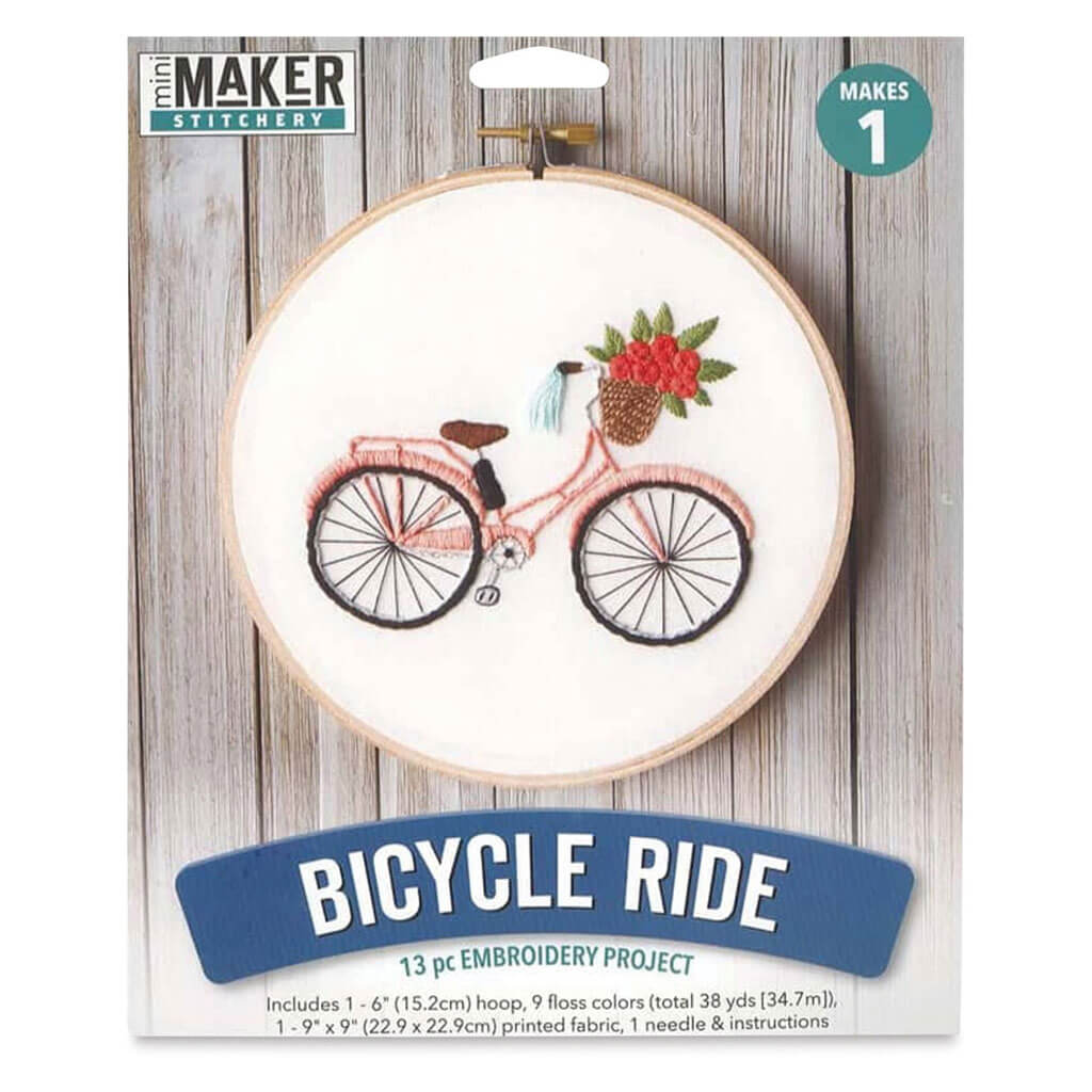 Leisure Arts Embroidery Kit 6in, Bicycle Ride