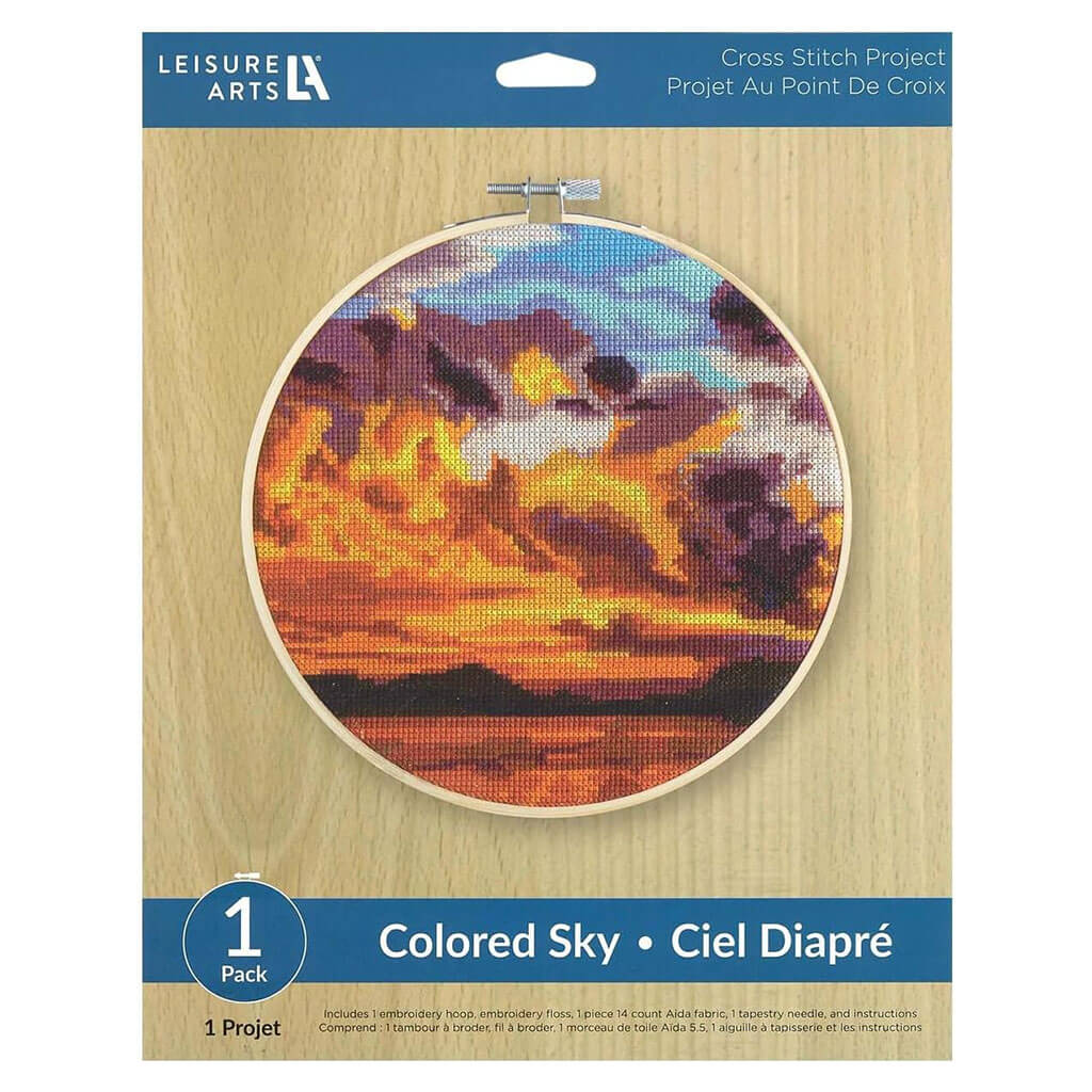 Leisure Arts Cross Stitch Kit 8in, Colored Sky