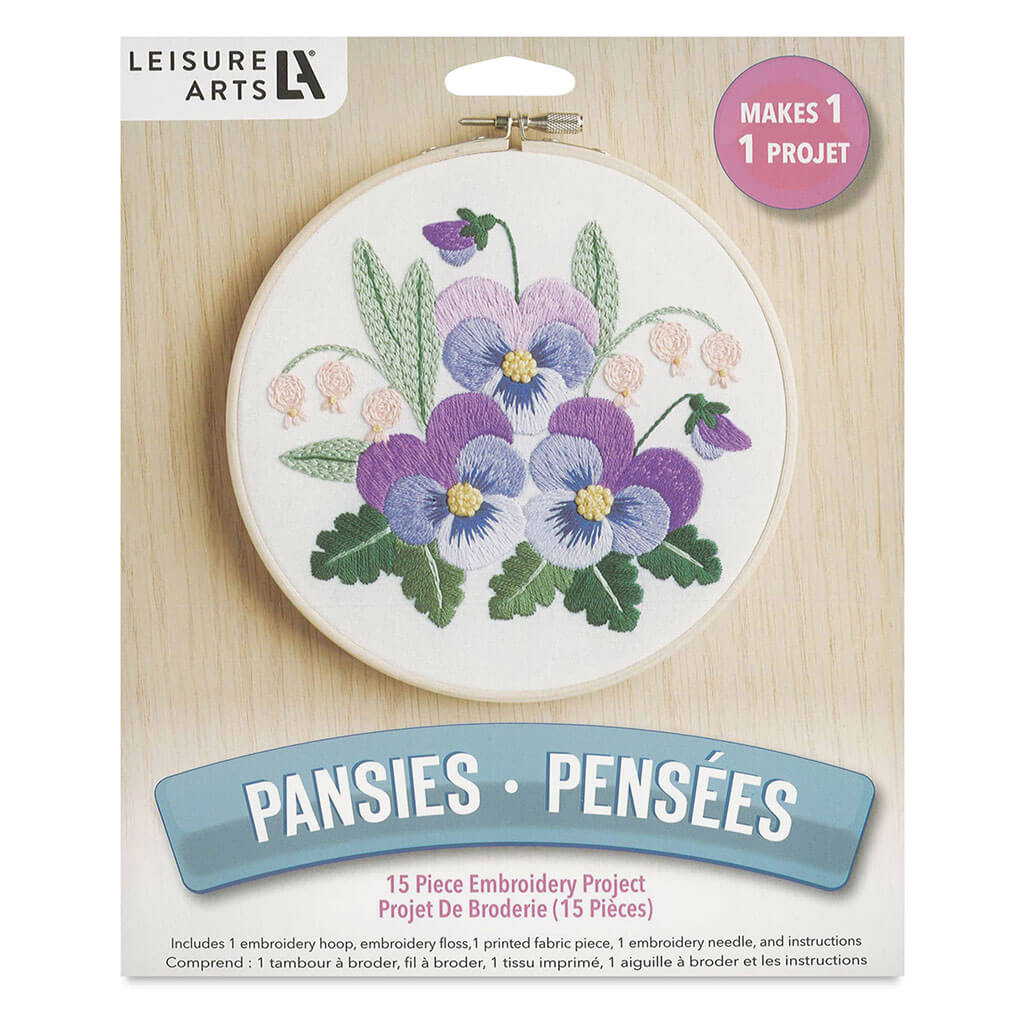 Leisure Arts Embroidery Kit 6in, Pansies
