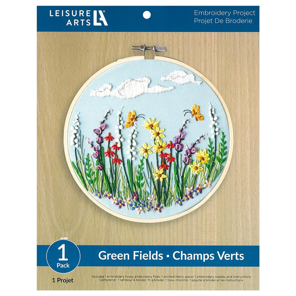 Leisure Arts Embroidery Kit 8in, Green Fields