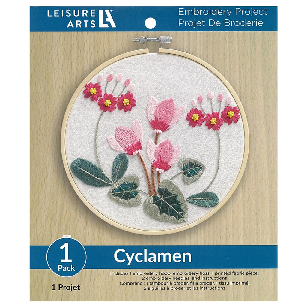Leisure Arts Embroidery Kit 6in, Cyclamen