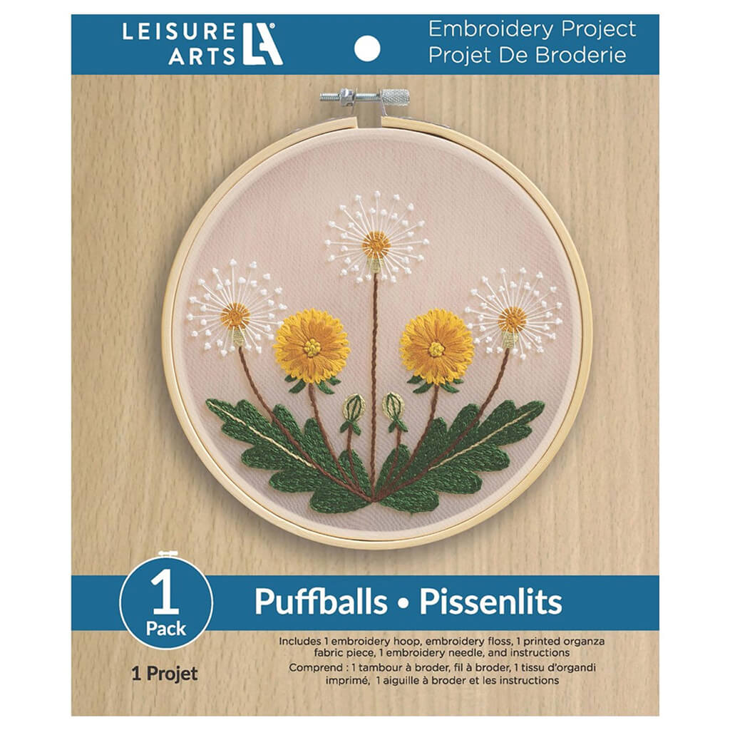 Leisure Arts Embroidery Kit 6in, Puffballs