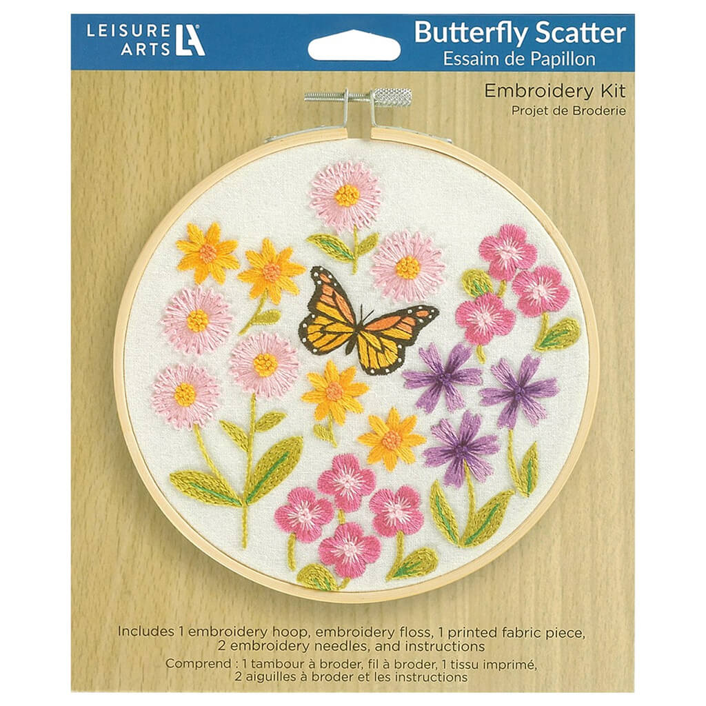 Leisure Arts Embroidery Kit 6in, Butterfly Scatter