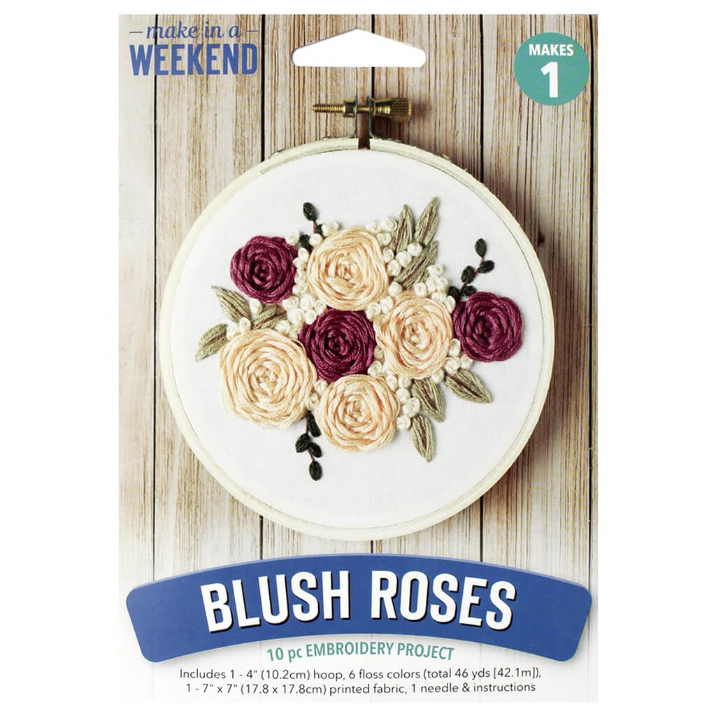 Leisure Arts Embroidery Kit 4in, Blush Rose