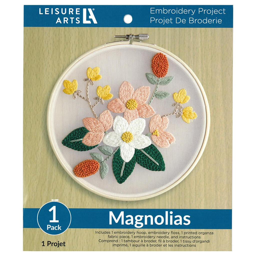 Leisure Arts Embroidery Kit 6in, Magnolias