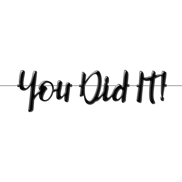 "You Did It!" Black Balloon Banner