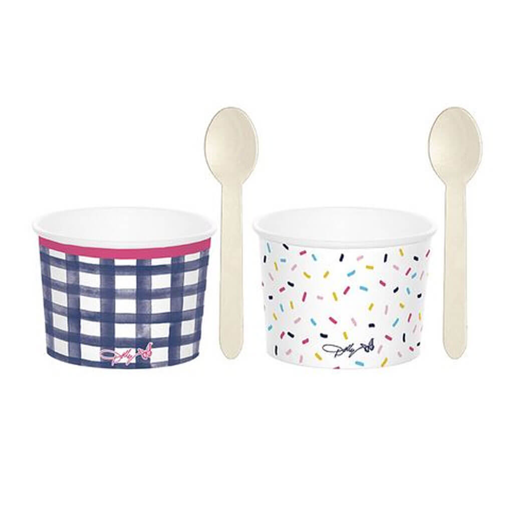 Paper Treat Cups with Wooden Spoons, Assorted Dolly Decor