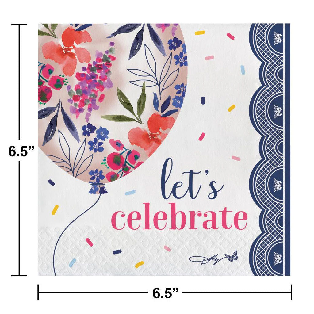 Celebrate Floral Balloon Luncheon Napkin 2ply, 16ct