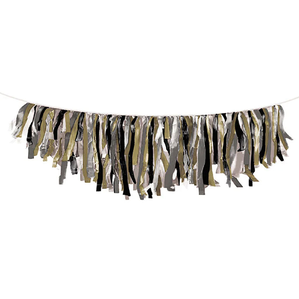 Black Gold and Silver Fringe Garlands