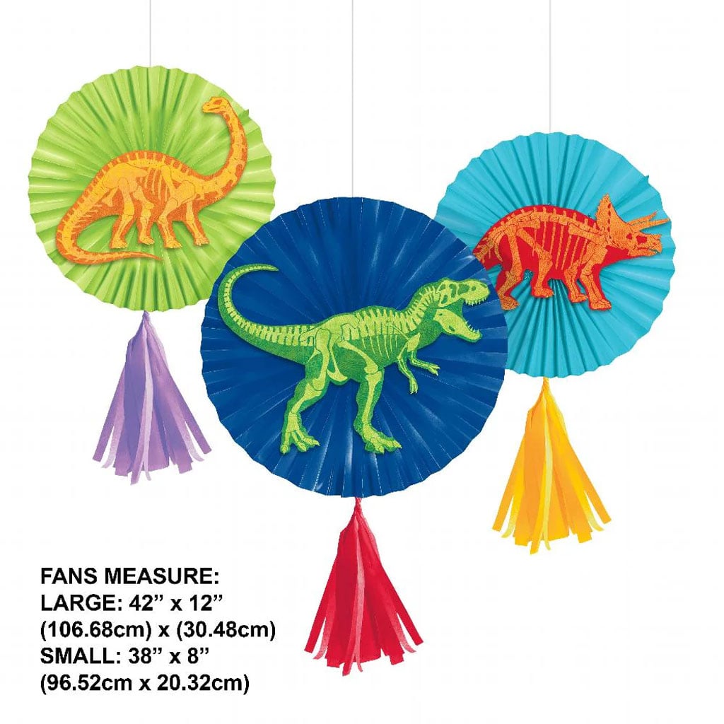 Dino Dig Paper Fans with Tassels