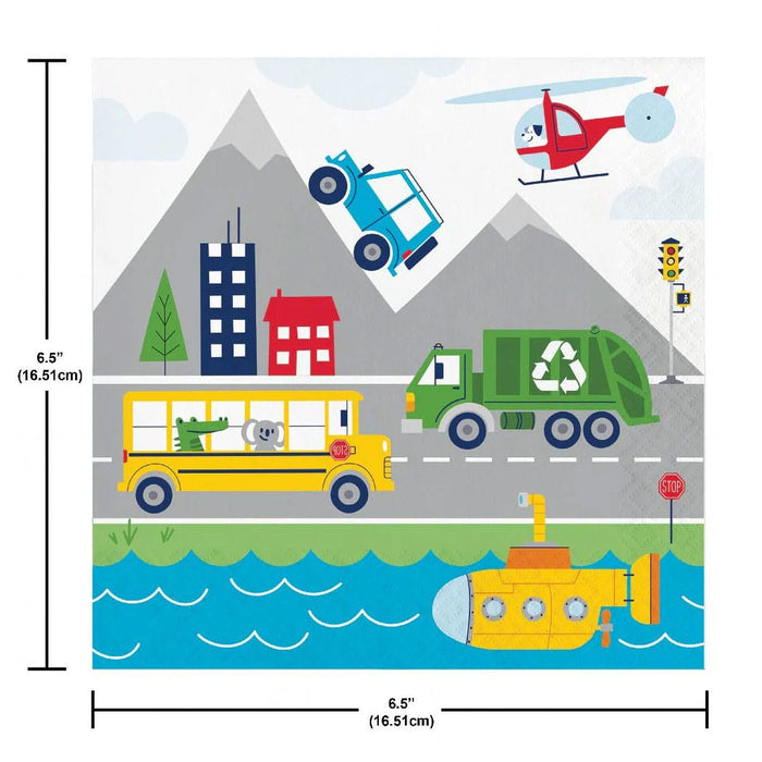 Transportation Time Lunch Napkin 2ply, 16ct