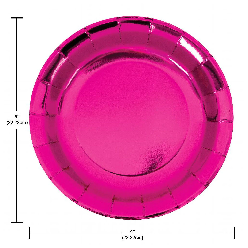 Foil Pink Dinner Plate 9in, 8ct