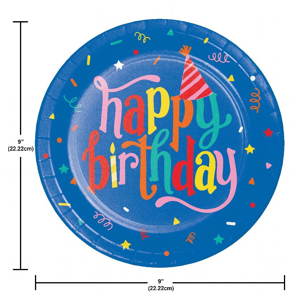 Hats Off Birthday Dinner Plate 9in, 8ct