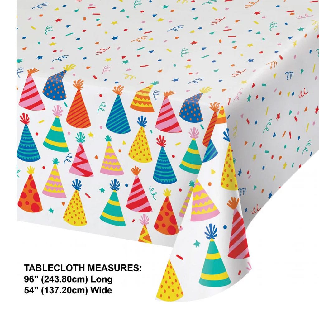 Hats Off Birthday Paper Tablecover, 54in x 96in