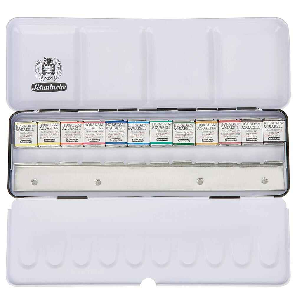 Watercolor Boxes Metal Set 12 x Half Pans + Extra Space