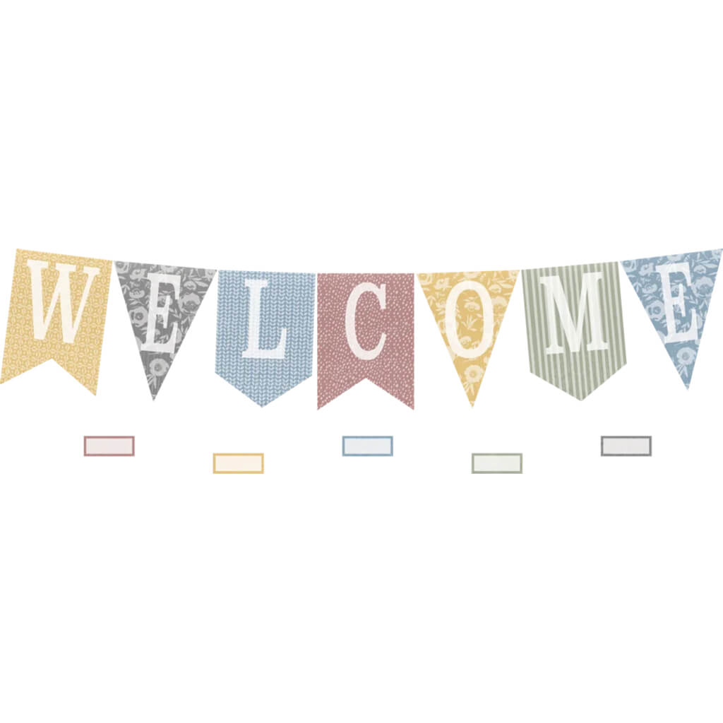 Classroom Cottage Pennants Welcome Bulletin Board