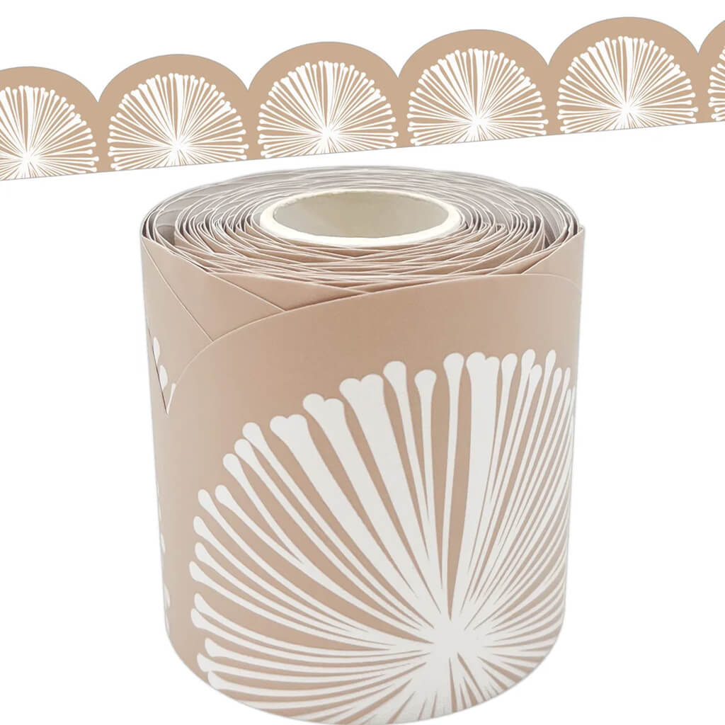 Natural Poms Scalloped Die-Cut Rolled Border Trim