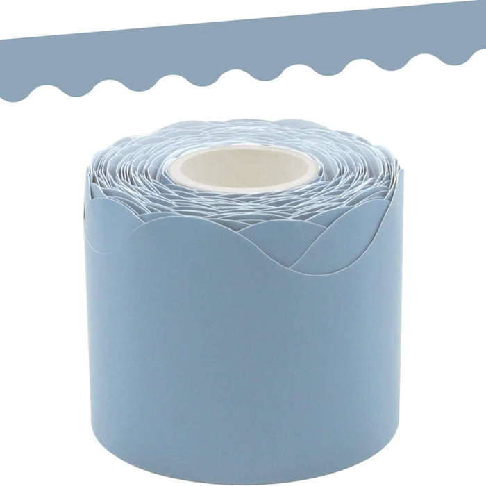 Cottage Blue Scalloped Rolled Border Trim