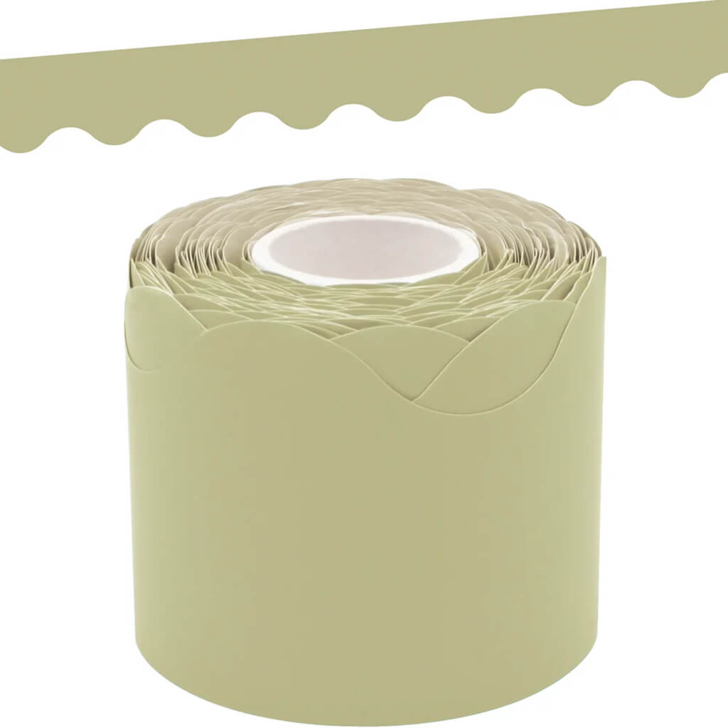 Olive Green Scalloped Rolled Border Trim