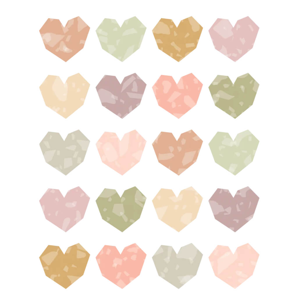 Terrazzo Tones Hearts Stickers