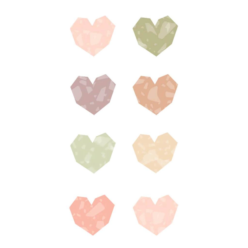 Terrazzo Tones Hearts Mini Stickers