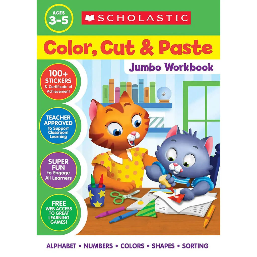 Color, Cut &amp; Paste Jumbo Workbook