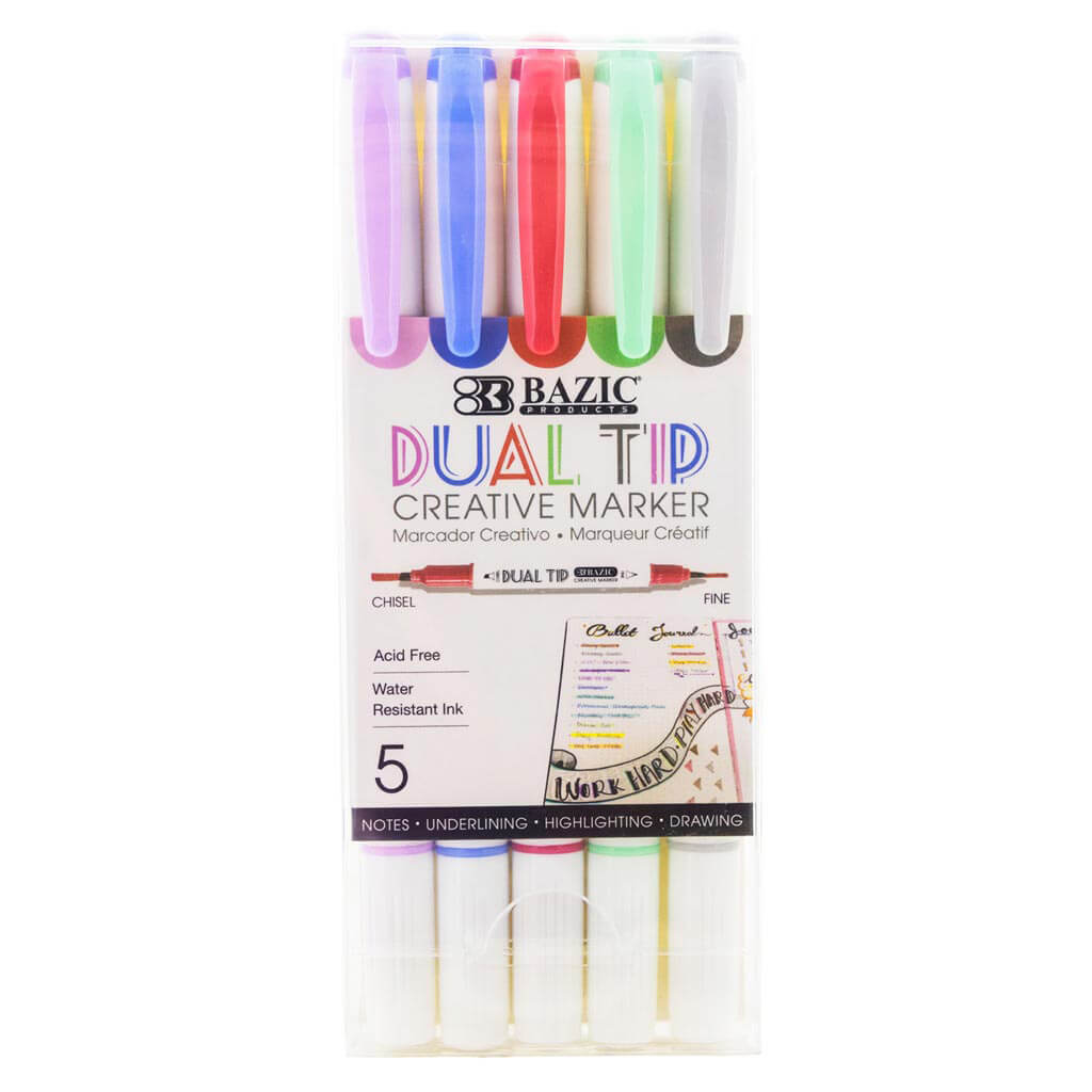 Dual-Tip Creative Markers 5 Colors