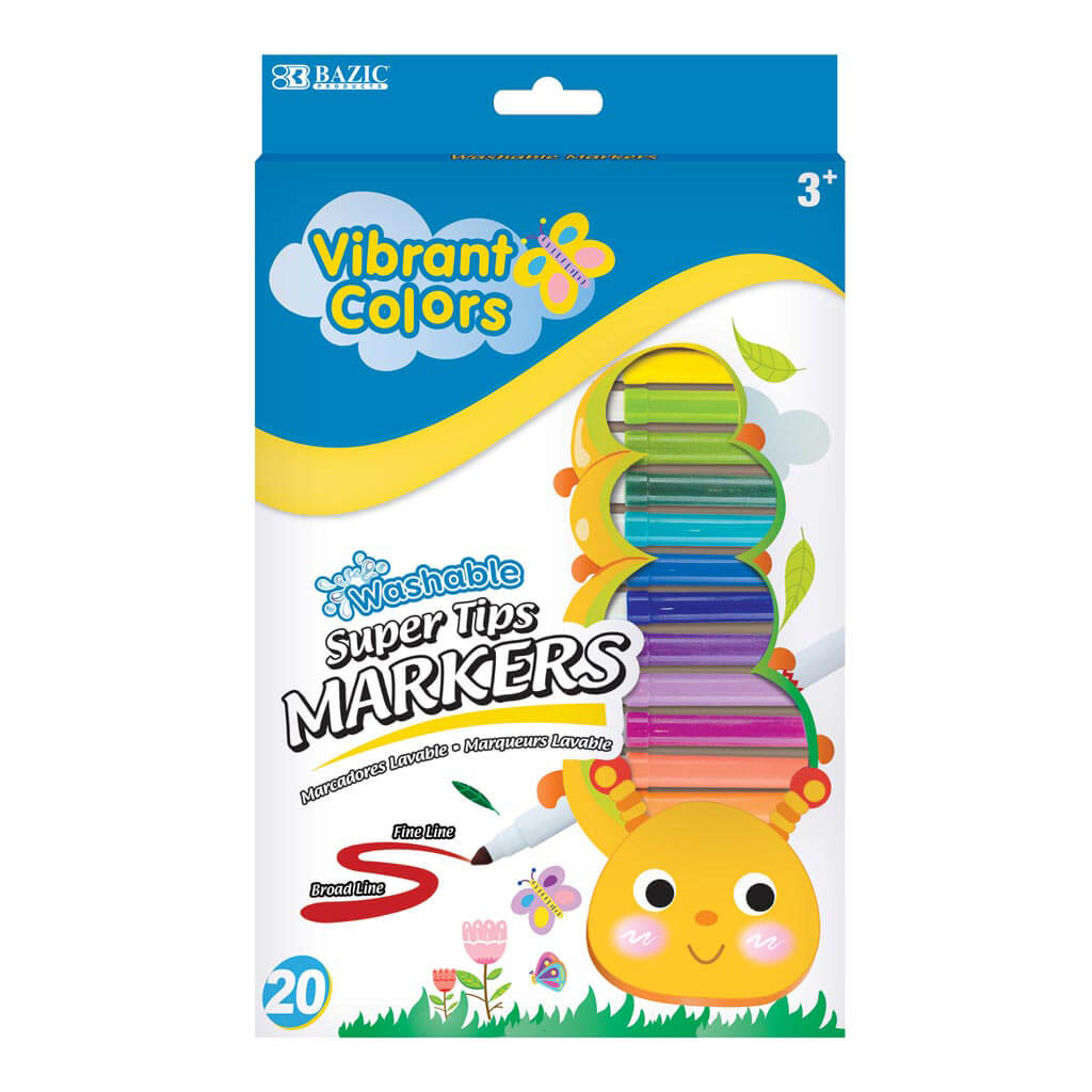 Super Tip Washable Markers, 20 Color