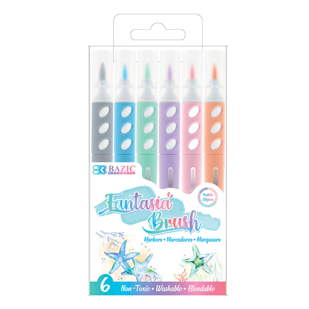 6 Pastel Colors Brush Markers