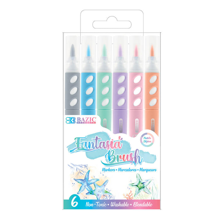 6 Pastel Colors Brush Markers