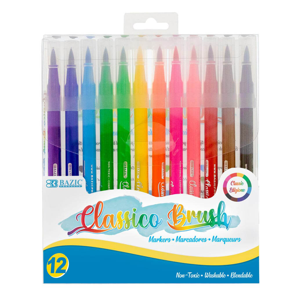 Classico Brush Markers, 12 Colors