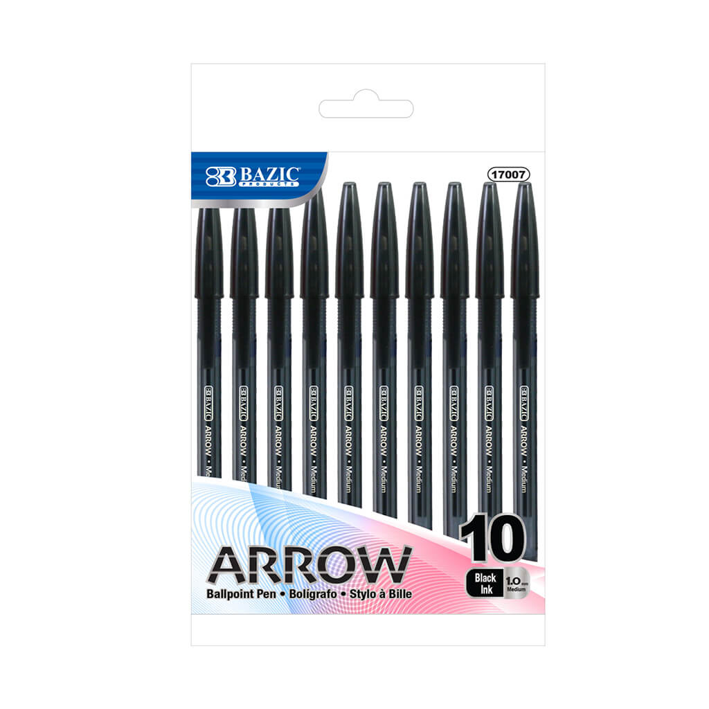 Arrow Black Stick Pen 10pk