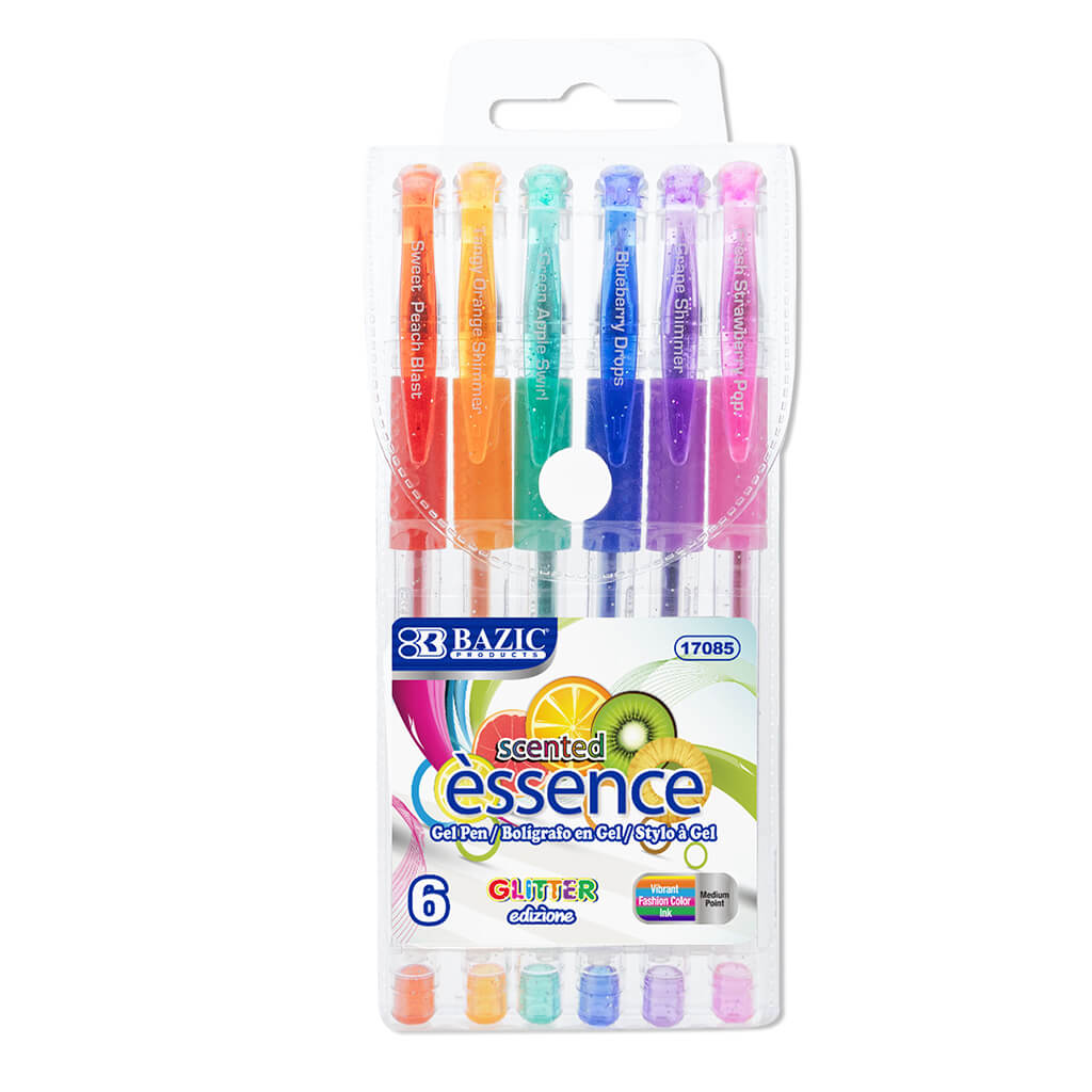 6 Scented Glitter Color Essence Gel Pen with Cushion Grip