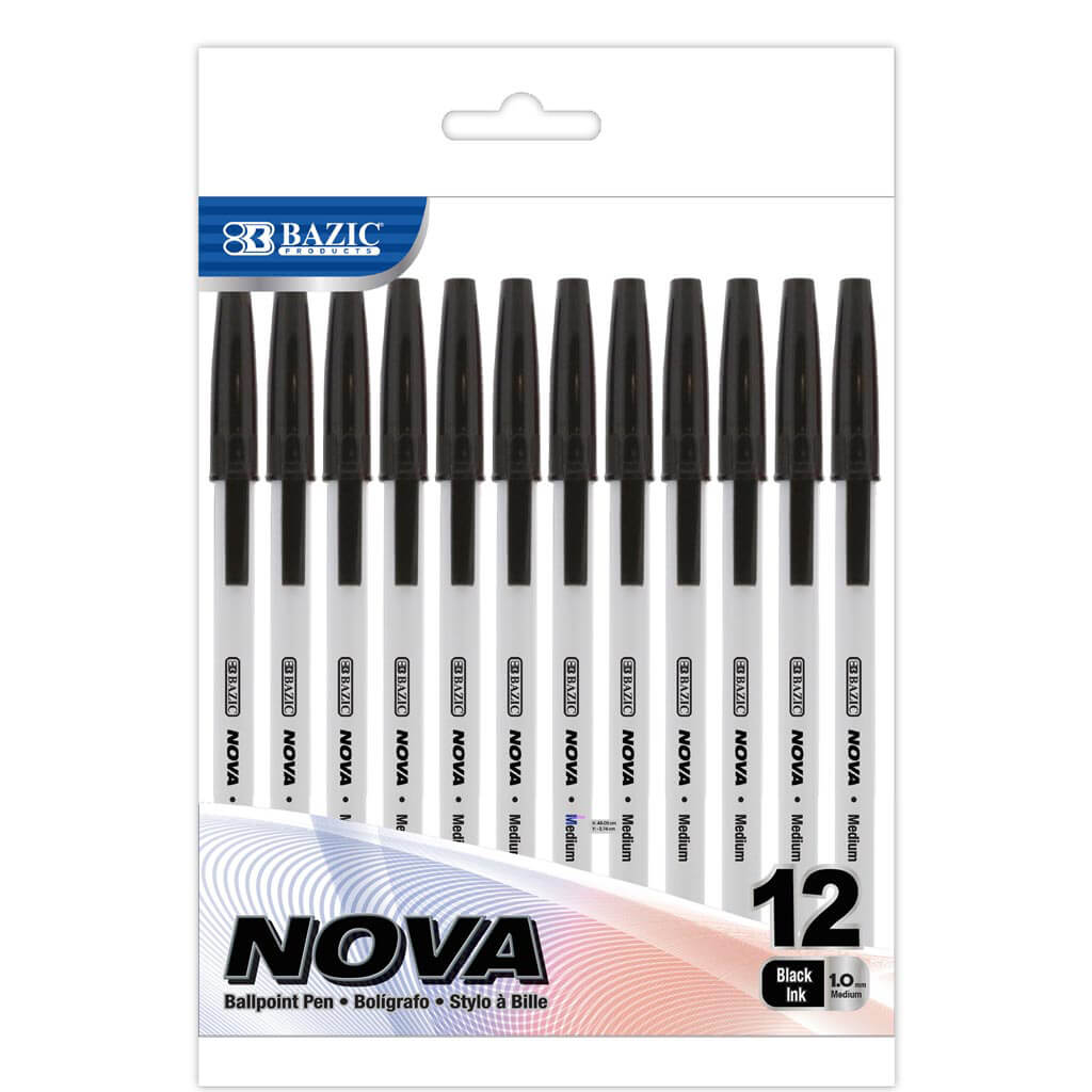 Nova Black Color Stick Pen 12pk