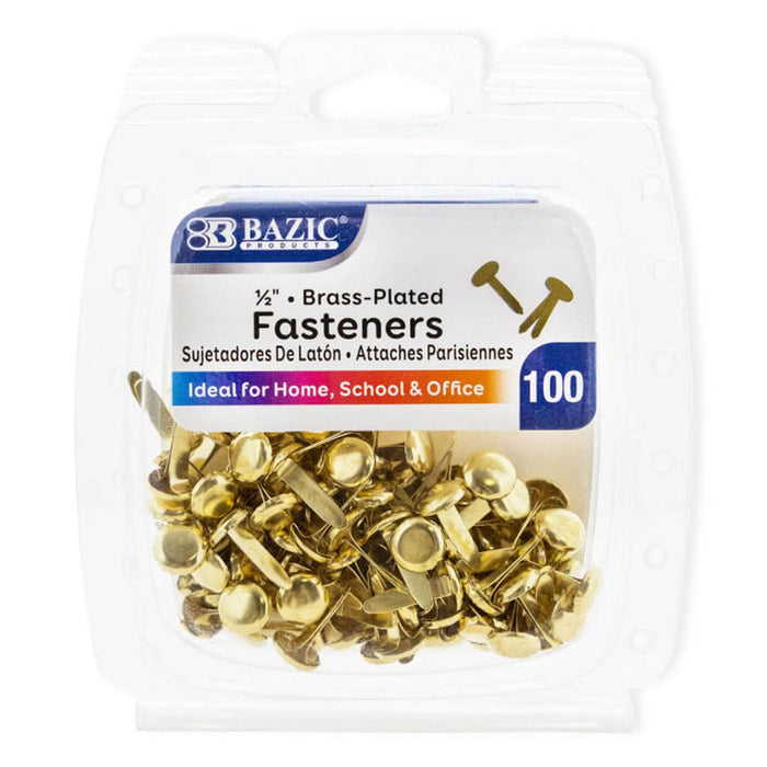 Brass-Plated Fasteners 1/2in, 100pk