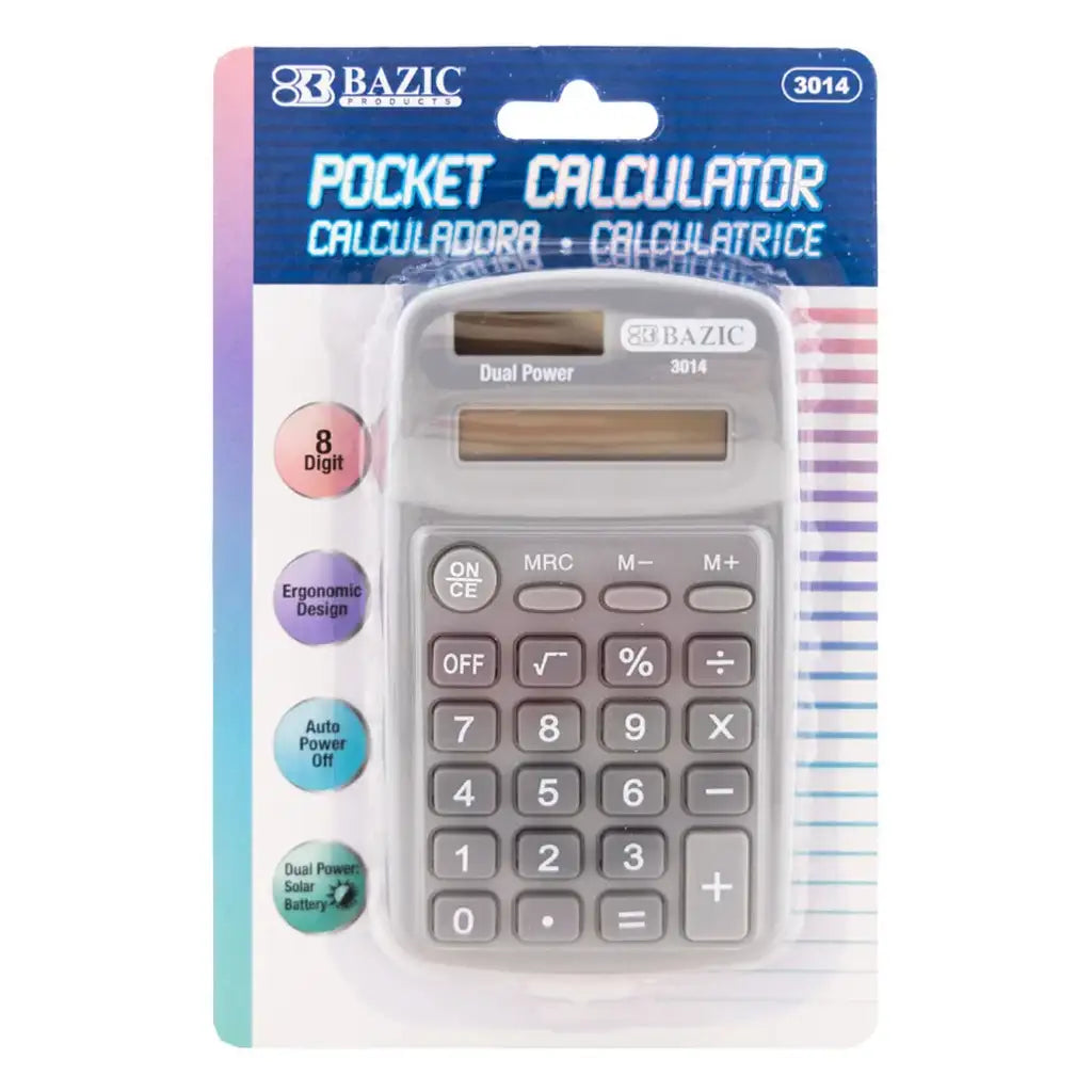 Bazic Pocket Calculator 8-Digit Dual Power