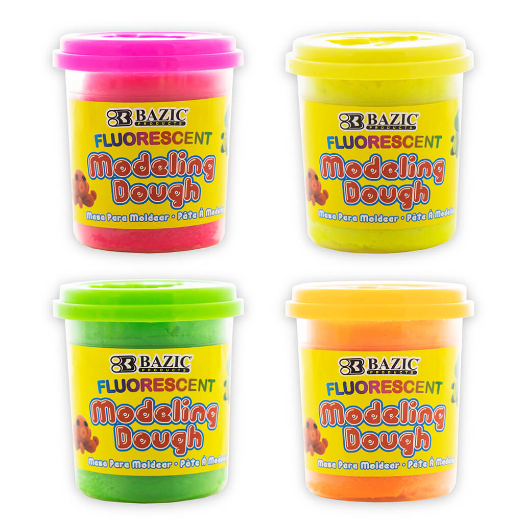 4 Fluorescent Color Modeling Dough, 7.76oz 220g