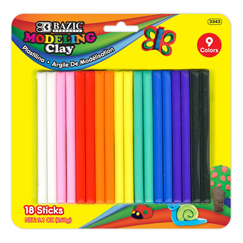 9 Color Modeling Clay Sticks, 9.17 oz 260g