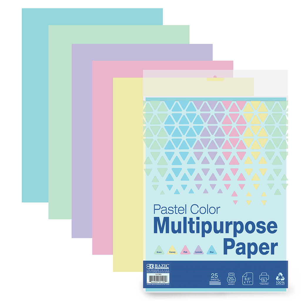 Pastel Color Multipurpose Paper, 25ct