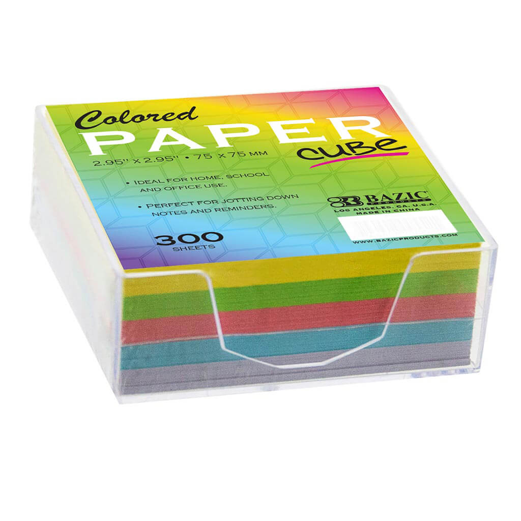 Color Paper Cube with Tray, 75mm x 75mm 300ct