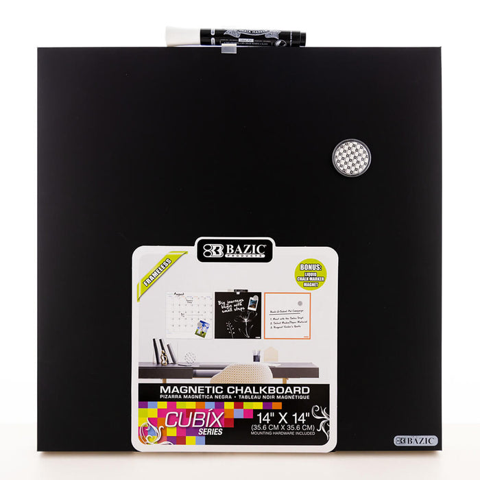 CUBIX Magnetic Chalkboard 14in x 14in with Chalk Marker & Magnet