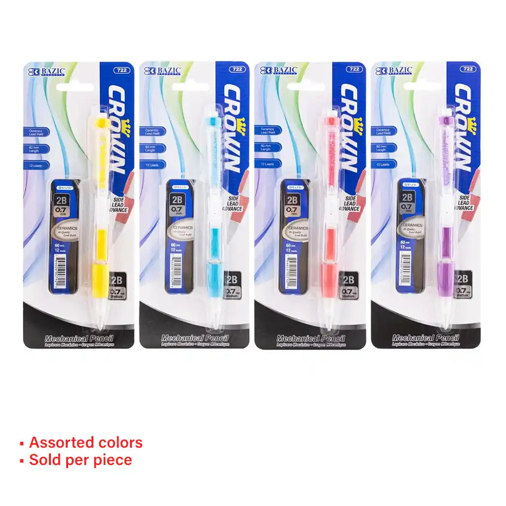 Crown 0.7 mm Mechanical Pencil with Ceramics High-Quality Lead (Sold per pc, as per color)