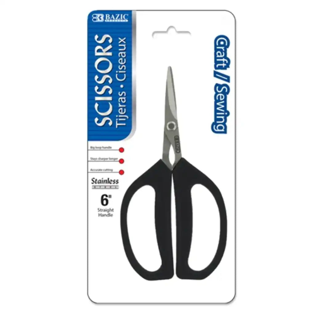 Stainless Steel Craft Sewing Scissors 6in, Black